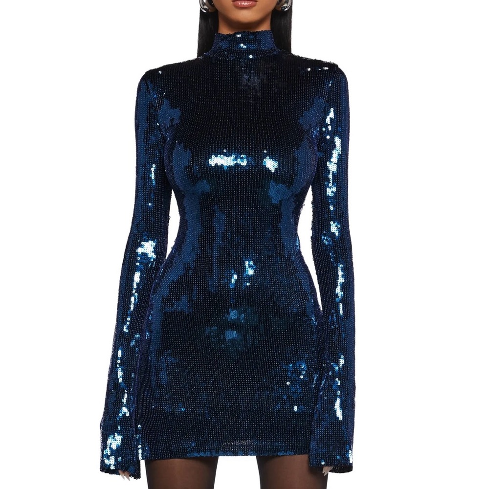 Sequin blue mini dress